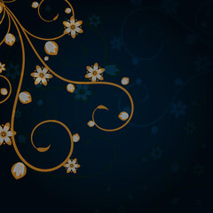Blue background decorated with decorative floral pattern