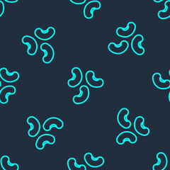 Green line Beans icon isolated seamless pattern on blue background. Vector