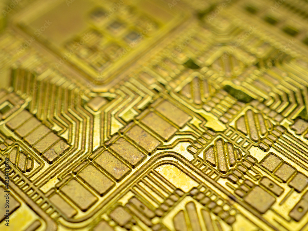 Poster closeup shot of a part of the computer motherboard