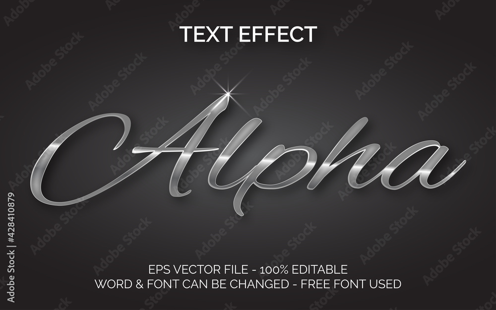 Poster silver metal text effect. text effect vector editable font and word. easy to change.