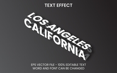 Fototapeta Text effect editable vector design. Isometric text effect style with california los angeles word. obraz