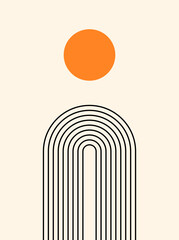 Obraz premium Abstract background. Line art. Contemporary geometric composition. Boho wall decor. Mid century art print.