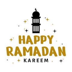 Ramadan Kareem Vector Template. Typography and Lettering Handmade with object badge for Islamic Holy Holiday. Muslim tradition Calligraphy, hand writting Concept 5