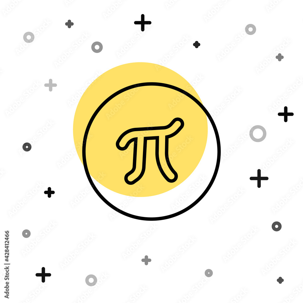 Poster black line pi symbol icon isolated on white background. random dynamic shapes. vector