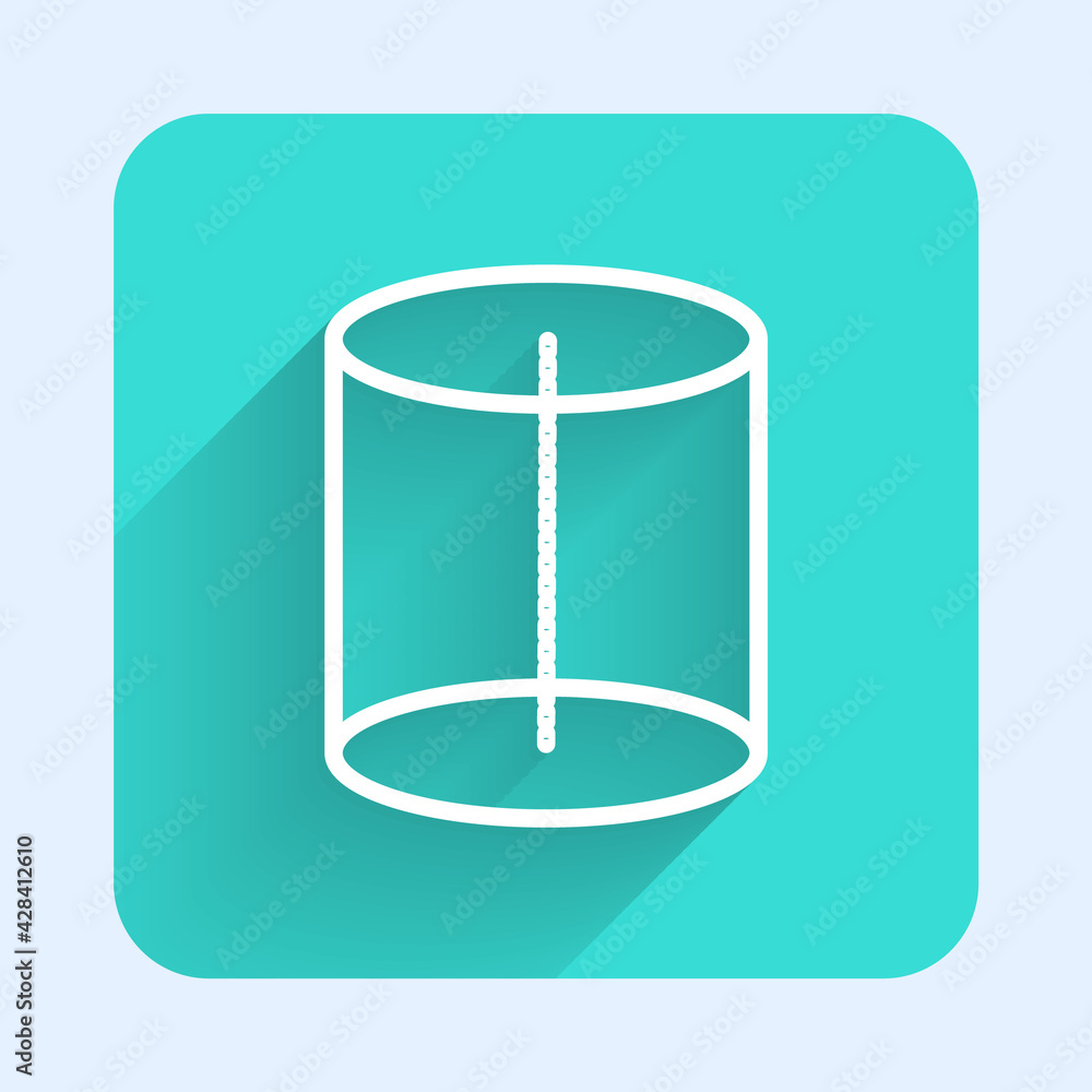 Poster white line geometric figure icon isolated with long shadow. abstract shape. geometric ornament. gree