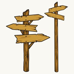 Wooden arrow signboard and pointer concept