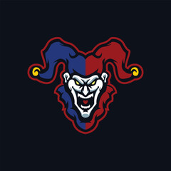 jester mascot logo isolated dark background - obrazy, fototapety, plakaty