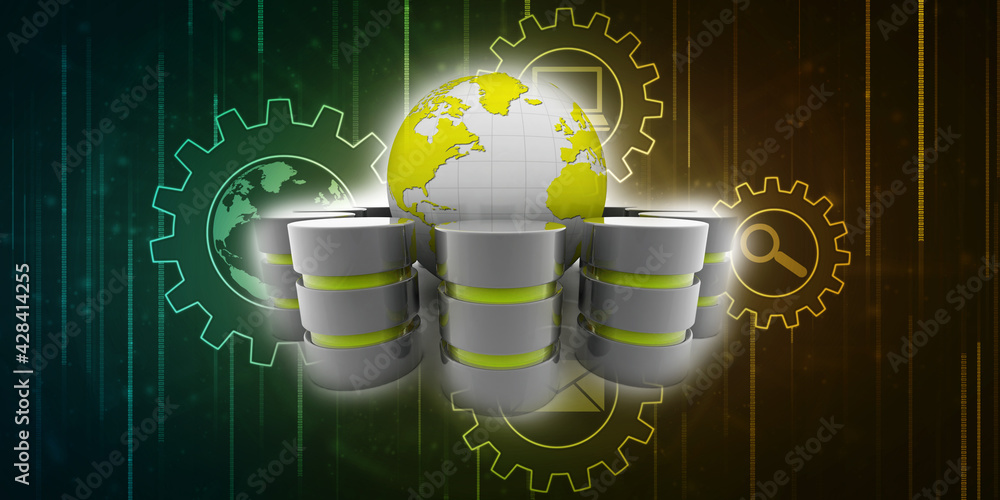 Poster 3d rendering database storage data base