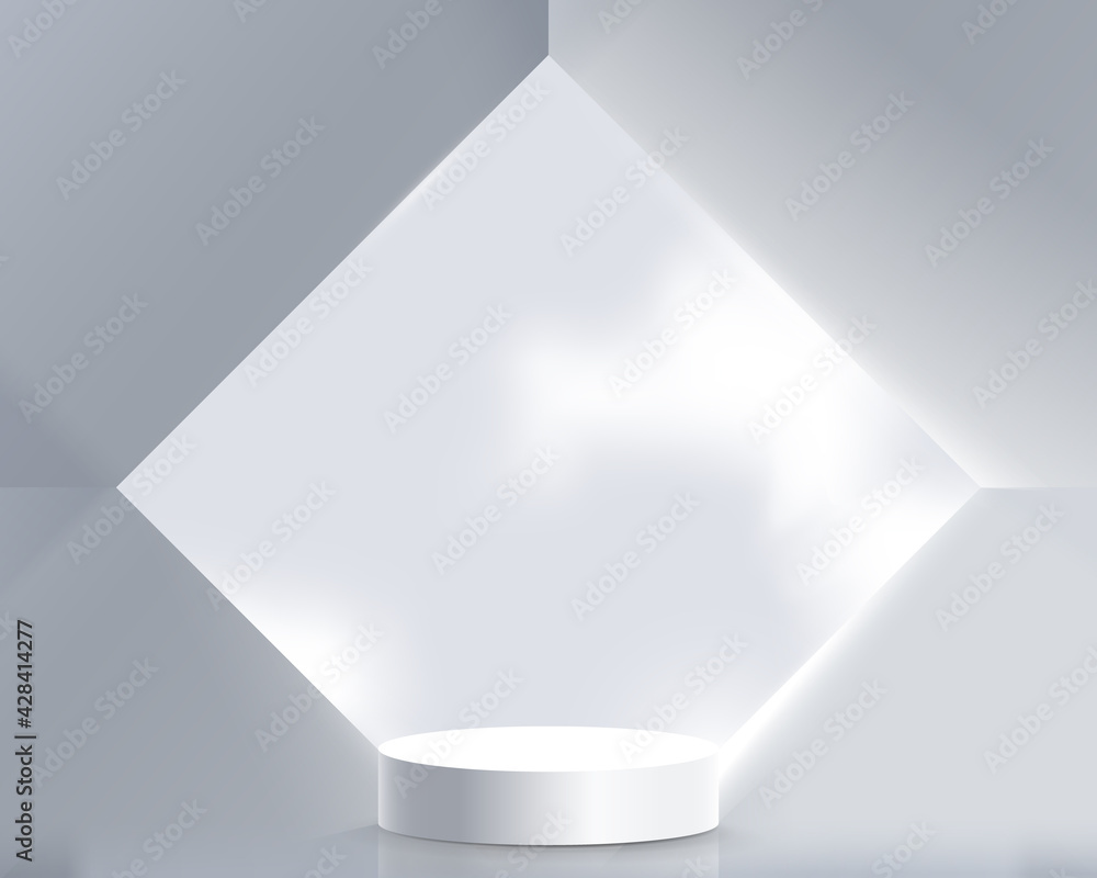 Leinwandbilder white product display mock up with geometric abstract architecture interior. 3d podium. vector illus