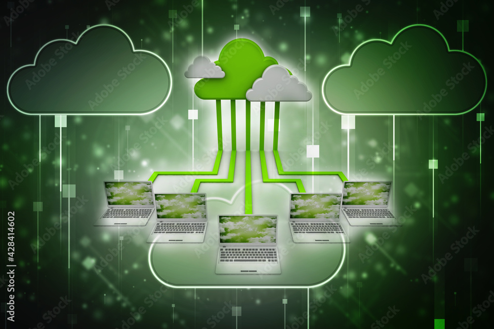 Poster 3d rendering technology computer network