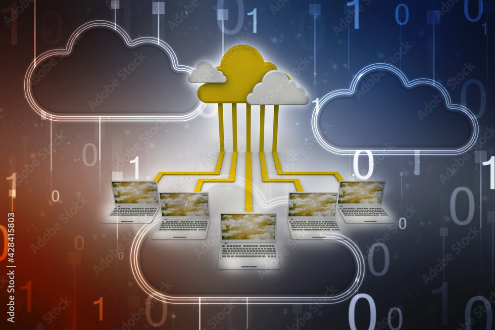 Poster 3d rendering technology computer network