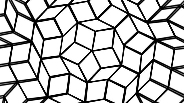 animation mosaic penrose. black and white motion