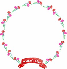 アクリル画のカーネーション丸フレーム