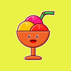 vector of delicious round ice cream in glass