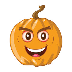 Orange pumpkin on white background. The Happy Halloween holiday.Vector illustration for design, postcards, banner.