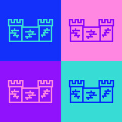 Pop art line Great wall of China icon isolated on color background. Vector