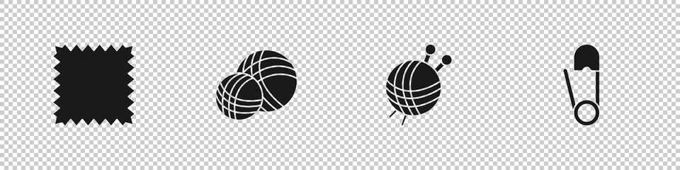 Set Leather, Yarn ball, with knitting needles and Safety pin icon. Vector