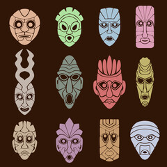 Wallpaper from a set of twelve pagan masks. The faces of various gods, spirits, and other mystical beings.