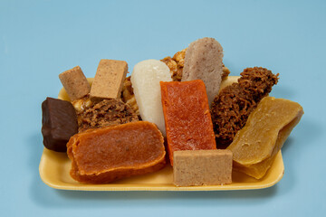 coconut candy, pumpkin candy, pacoca, peanut butter