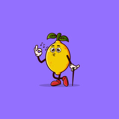 Cute Lemon character okay gesture and whistle. Fruit character icon concept isolated. flat cartoon style Premium Vector