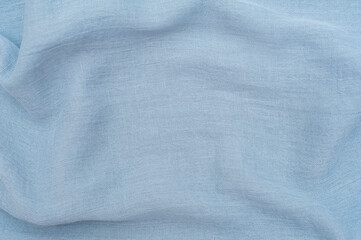 Blue cotton drape fabric. Texture