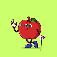 Cute Apple character okay gesture and whistle. Fruit character icon concept isolated. flat cartoon style Premium Vector