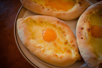georgian national food pies with cheese and egg khachapuri