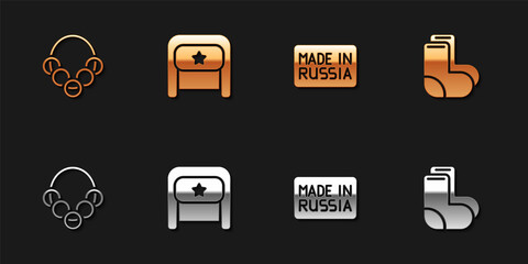 Set Russian bagels, Ushanka, Made in and Valenki icon. Vector