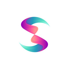 Simple minimal letter S logo template with gradient color