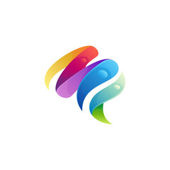 Colorful brain logo template with gradient color