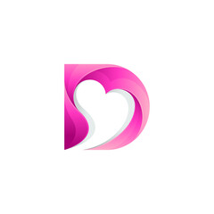 Love letter D logo. Initial letter D and heart shape logo concept ready for use