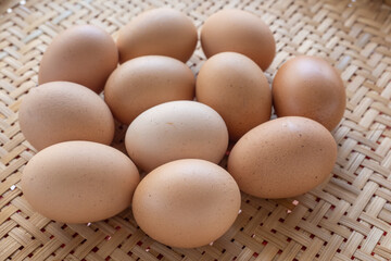 Eggs in a bamboo basket 
