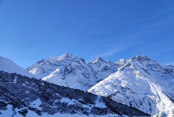 Fototapeta na wymiar A snowy mountain in France