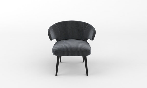 3D rendered modern gray chair with wooden lon a white background