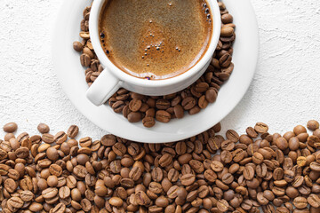 Coffee and coffee grains.
