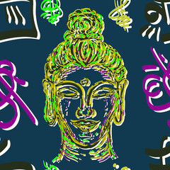 Buddha patern. Indian tiles. Indian ornament. Meditation and harmony. - 428432693