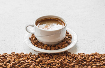 Coffee and coffee grains.