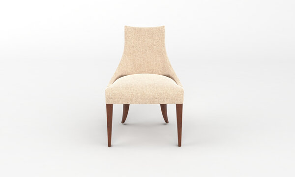 Closeup shot of a Flynn scoop back chair on a white plain background