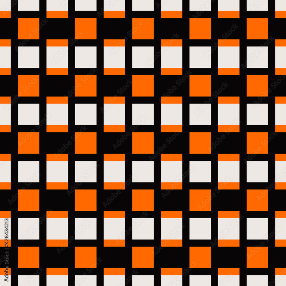 Poster black and orange blocks pattern. vector.