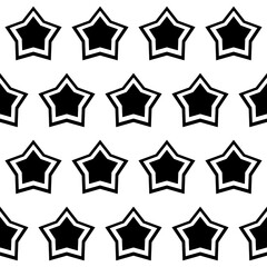 Black color of seamless stars. Vector same pattern.