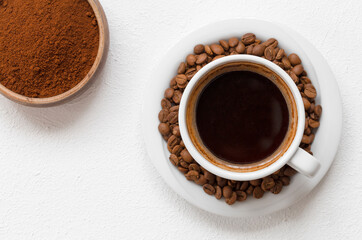 Coffee and coffee grains.