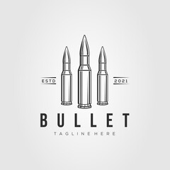 ammo line art logo template vector illustration design. simple isolated bullet, ammunition line art symbol - obrazy, fototapety, plakaty