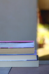 Stack of books. Selective focus.