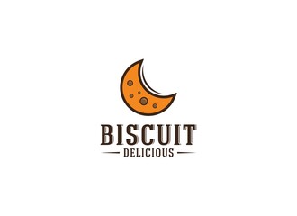 biscuit logo with a unique biscuit illustration that has been bitten and shaped like a moon