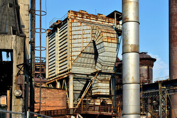 Steel elephant, old rusty industrial construction