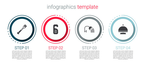 Set Fork, Please do not disturb, Shower head and Covered with tray. Business infographic template. Vector