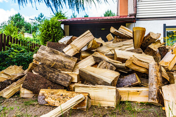 Stack of firewood at house