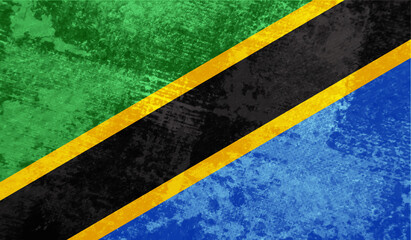 Flag of Tanzania, Grunge Abstract Brush Stroke Isolated On A White Background.