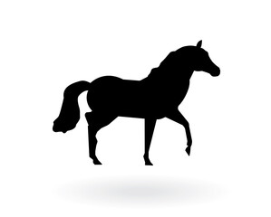Fototapeta na wymiar Horse silhouette illustration isolated on white background, vector. Black horse running. Artwork, Wall art, wall decals