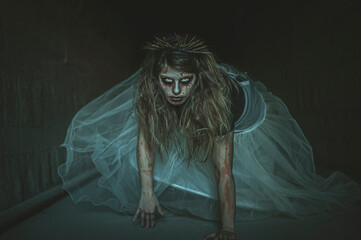 Girl with horror halloween makeup